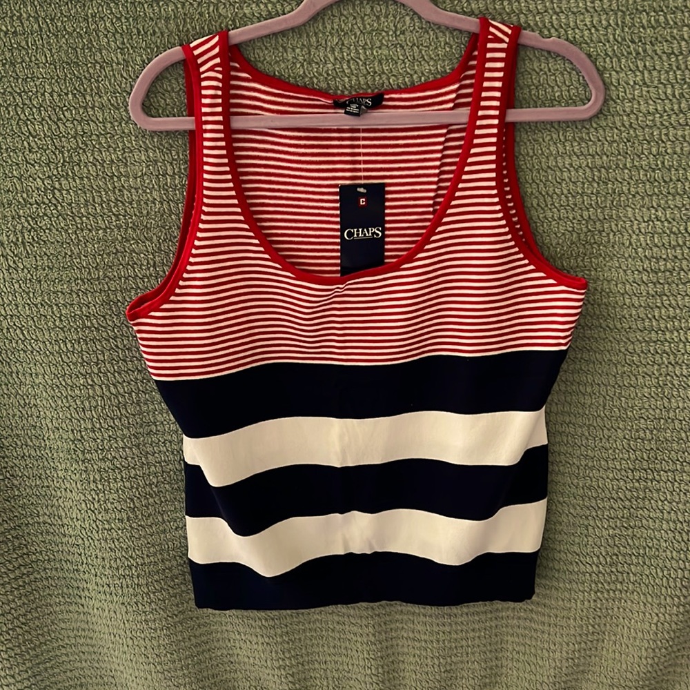 Festive red, white and blue tank. Size XL